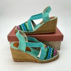 Espadrille Wedge Toni Pons Gardenia Womens Sz. 7.5 EU 38 Rainbow Embroidered NEW